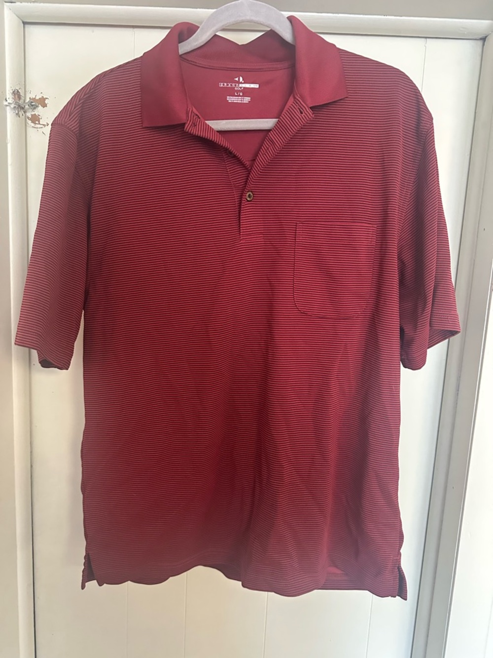 Grand Slam Men's Red Micro-Striped Polo with Pocket